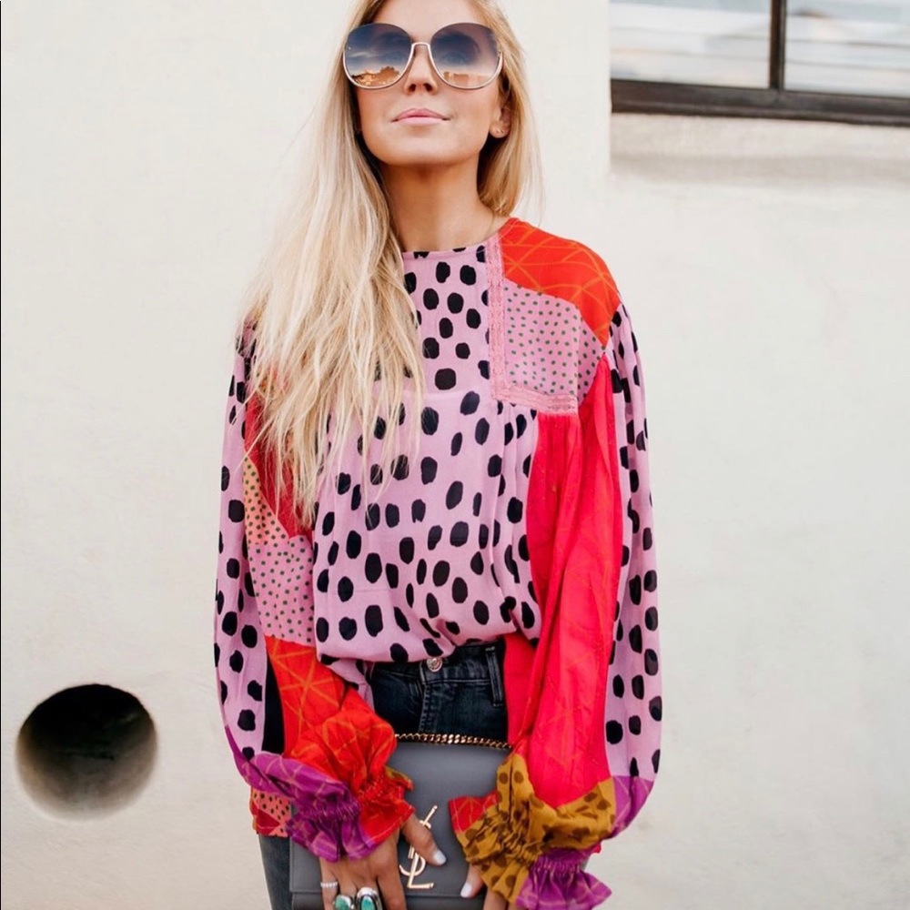 SOLD- Anthropologie- Eclectic Peasant Blouse